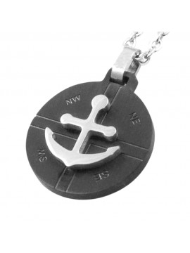 collana uomo ciondolo ancora in acciaio bicolore nero cll1824