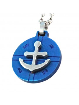 collana uomo ciondolo ancora in acciaio bicolore blu cll1825