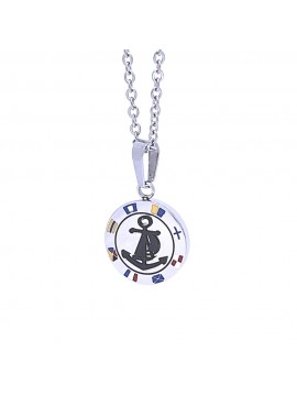 Collana con ancora uomo e bandiere acciaio cln0149