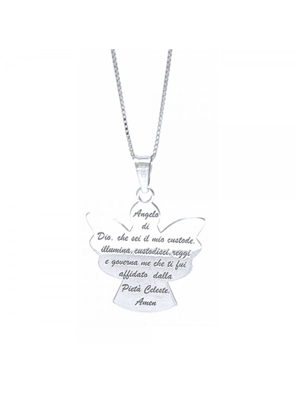 collana angioletto ciondolo preghiera angelo custode in argento 925 gioiello donna