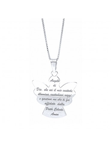 collana angioletto ciondolo preghiera angelo custode in argento 925 gioiello donna