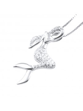 collana donna sirena ciondolo in argento 925 e strass