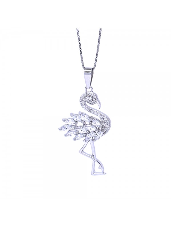 collana con fenicottero donna in argento 925 catena da cm 42 cll1849