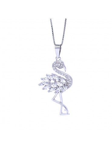 collana con fenicottero donna in argento 925 catena da cm 42 cll1849