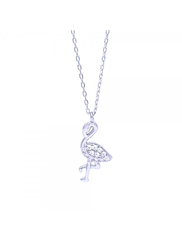 collana con fenicottero donna in argento 925 catena da cm 45 cll1850