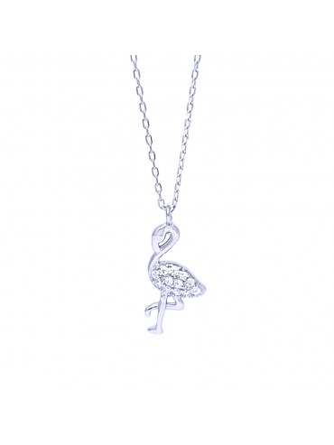 collana con fenicottero donna in argento 925 catena da cm 45 cll1850