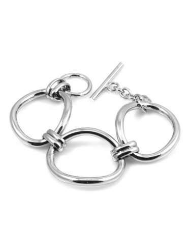 Bracciale donna in bronzo argentato ad anelloni