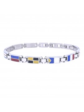 bracciale con bandiere nautiche uomo acciaio e smalto bcc2294
