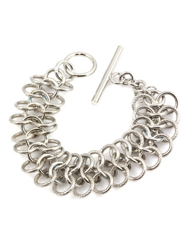 Bracciale donna in bronzo argentato fascia a grumetta