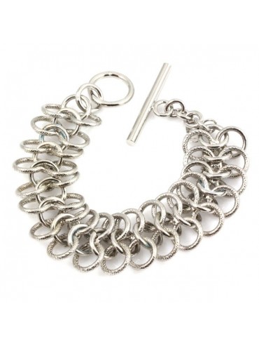 Bracciale donna in bronzo argentato fascia a grumetta