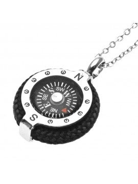 collana uomo con ciondolo bussola marinara acciaio - cll1634