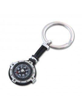 portachiavi uomo con bussola marinara in acciaio e cordoncino marinaro colore nero