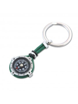 portachiavi uomo con bussola marinara in acciaio e cordoncino marinaro colore verde