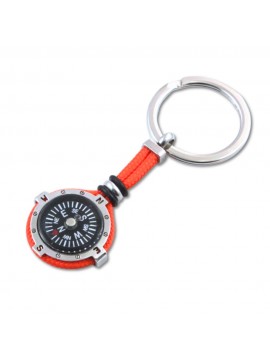 portachiavi uomo con bussola marinara in acciaio e cordoncino marinaro colore arancio