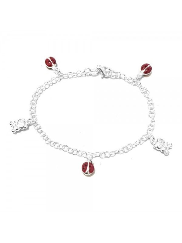 bracciale coccinella donna ragazza bimba argento bcc2735