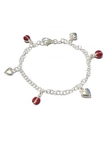 bracciale coccinella donna ragazza bimba argento bcc2739