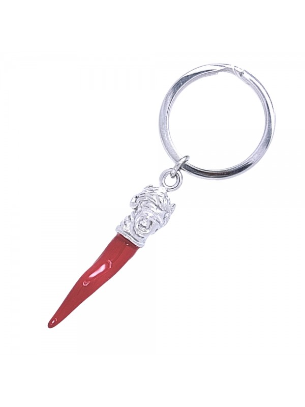 portachiavi a corno rosso napoletano porta fortuna in acciaio