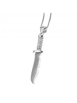 Collana con pugnale coltello ciondolo in argento e zirconi cll0621