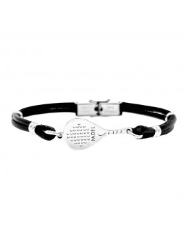 bracciale padel acciaio e cordino nero bcc2805