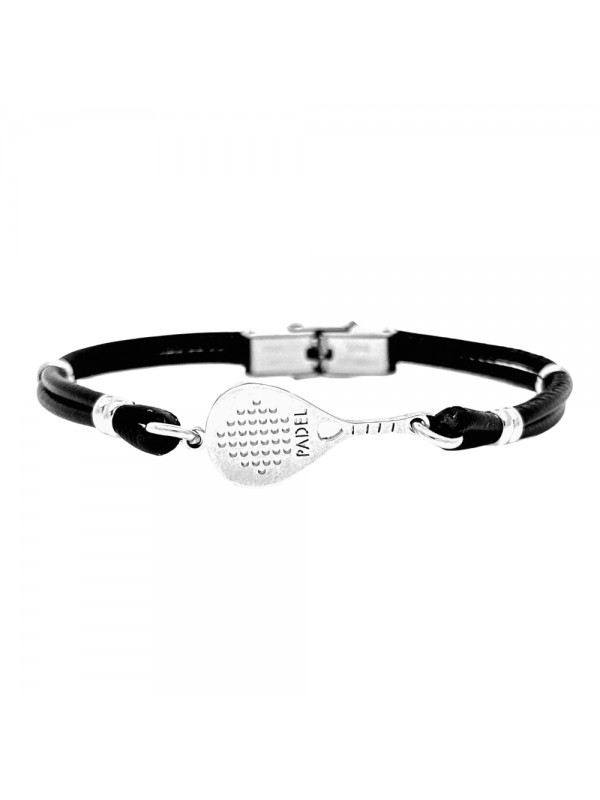 bracciale padel acciaio e cordino nero bcc2805