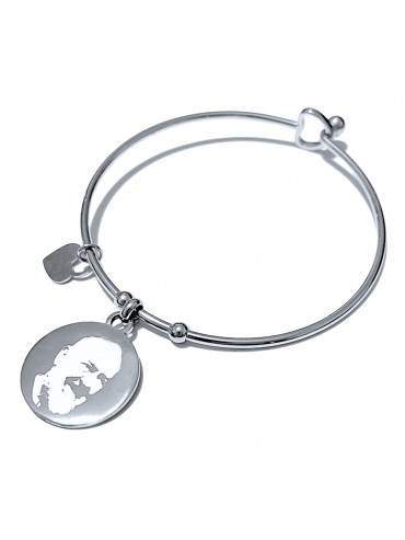 Bracciale padre pio rigido in acciaio donna - bcc0644