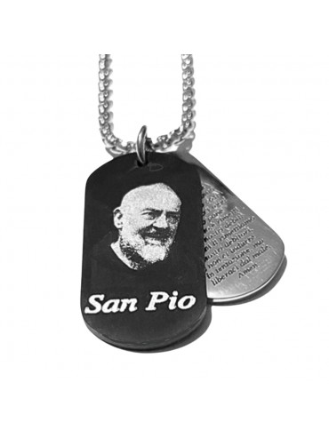 Collana san padre pio da Pietralcina in acciaio cll0578
