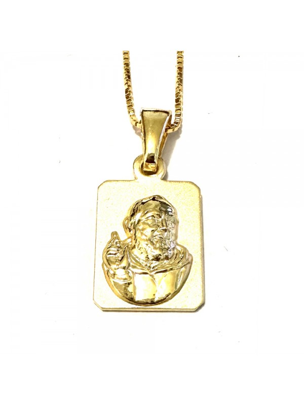 collana san padre pio dorata argento 925 cll2145