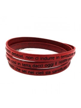 Bracciale con padrenostro in pelle da attorcigliare