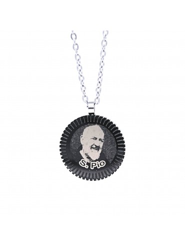 Collana di padre pio santo di pietralcina in acciaio - cln0201