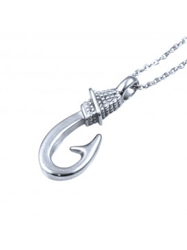 collana con amo da pescatore ciondolo pendente in acciaio