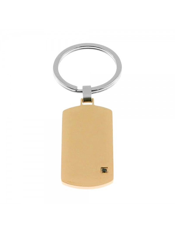 Portachiavi uomo piastra acciaio e strass prt0011