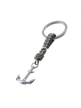 portachiavi uomo con ancora acciaio pelle prt0129