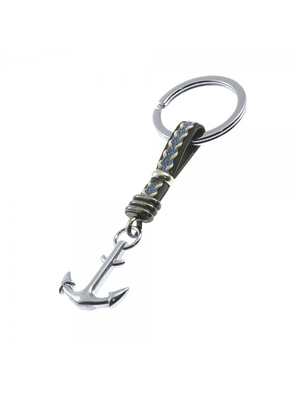 portachiavi uomo con ancora acciaio pelle prt0129