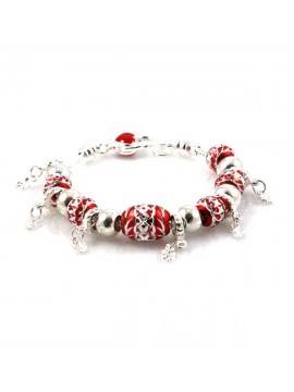 Bracciale donna con murrine in alluminio rosse