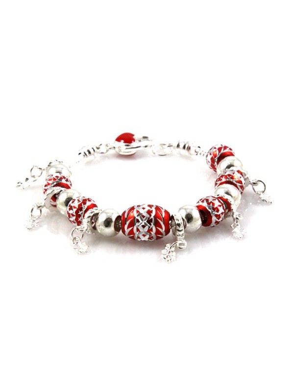 Bracciale donna con murrine in alluminio rosse