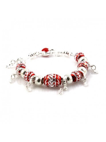 Bracciale donna con murrine in alluminio rosse