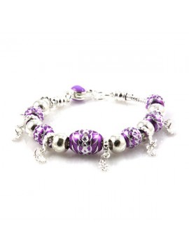 Bracciale donna con murrine in alluminio viola