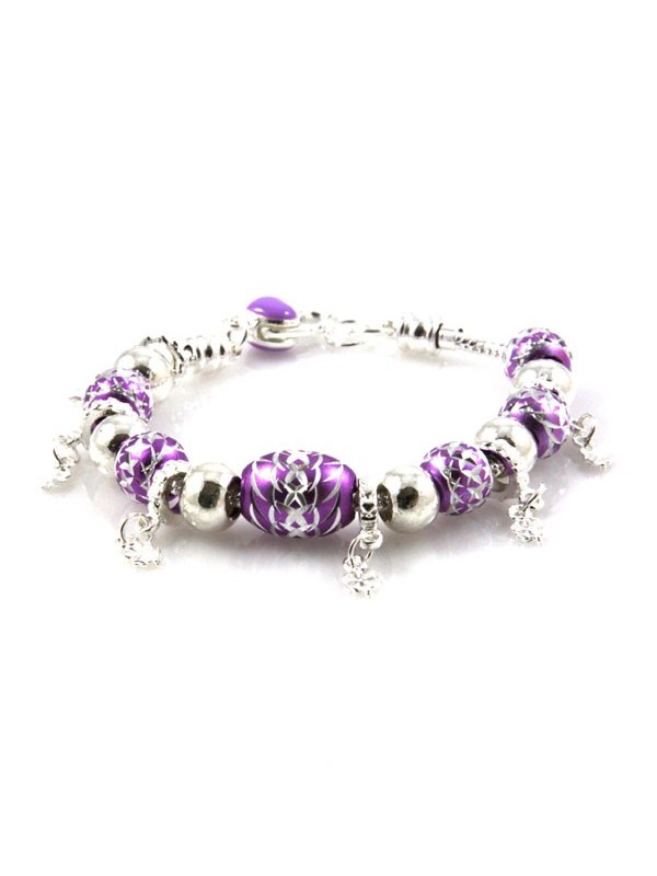 Bracciale donna con murrine in alluminio viola
