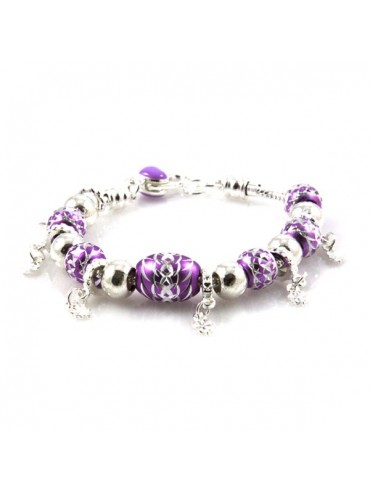 Bracciale donna con murrine in alluminio viola