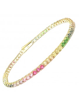 Bracciale tennis donna multicolore argento bcc0383