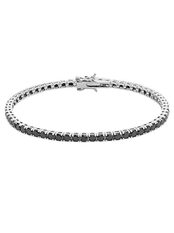 Bracciale tennis in argento strass neri