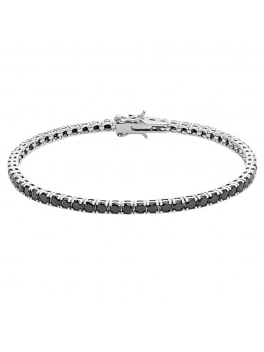 Bracciale tennis in argento strass neri