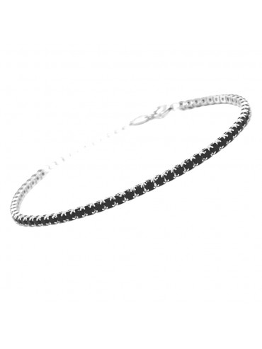bracciale tennis in argento strass neri bcc1162