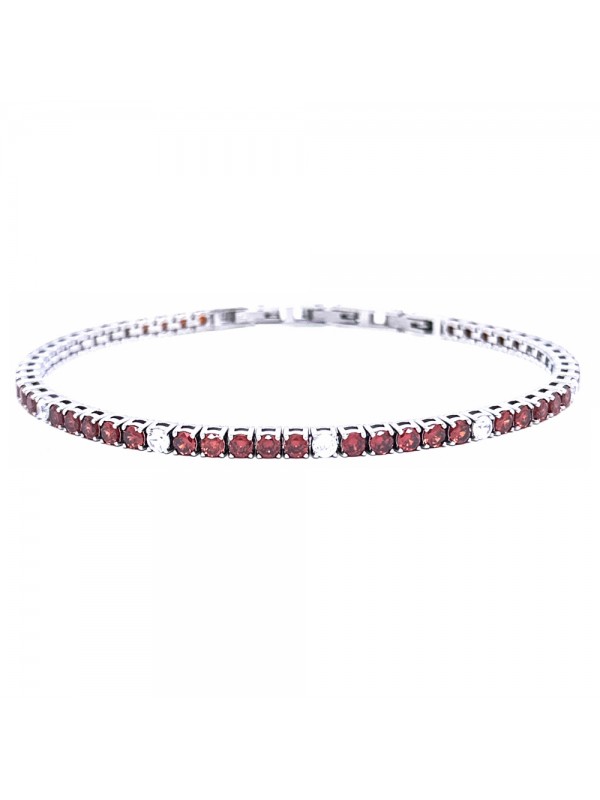 Bracciale tennis uomo donna rosso rubino in acciaio bcc3074