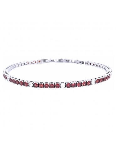 Bracciale tennis uomo donna rosso rubino in acciaio bcc3074