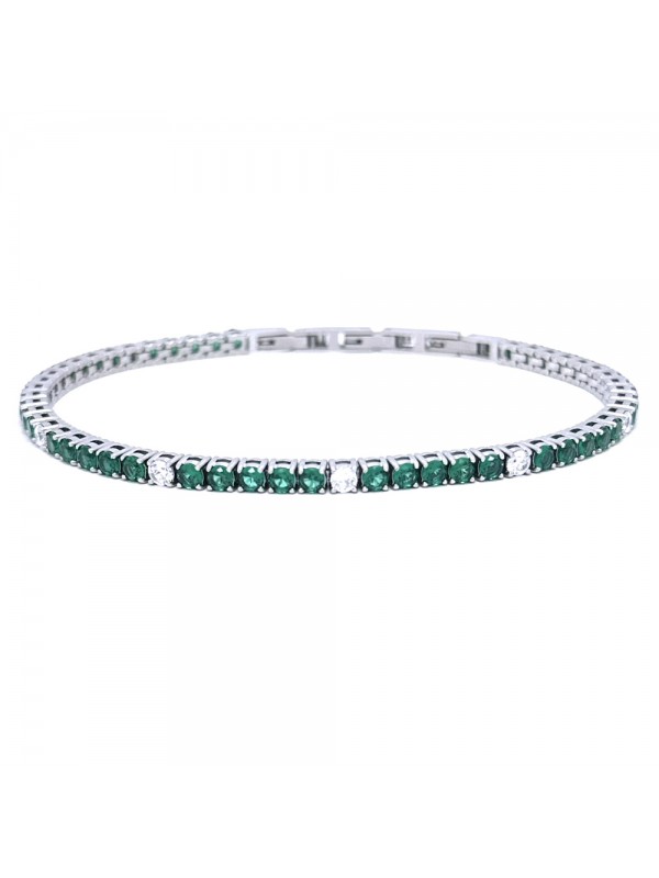 Bracciale tennis uomo donna verde smeraldo in acciaio bcc3075