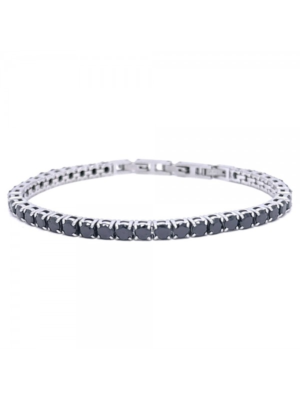 bracciale tennis uomo nero acciaio bcc3077