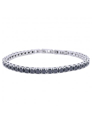 bracciale tennis uomo nero acciaio bcc3077