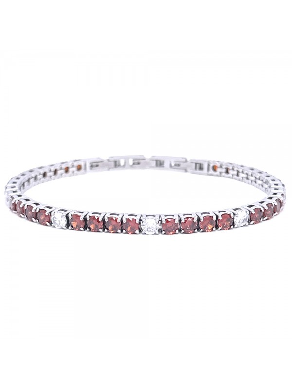 Bracciale tennis uomo donna rosso rubino in acciaio bcc3079