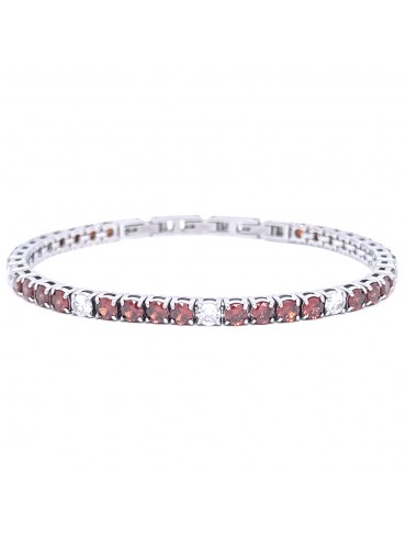 Bracciale tennis uomo donna rosso rubino in acciaio bcc3079